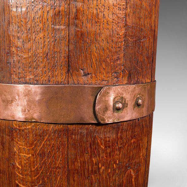 Home Decor Antique Coopered Stick Loop, English, Victorian Oak Country House Umbrella Stand photo