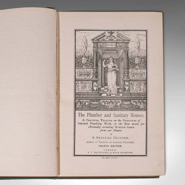 Antique Reference Book The Plumber And Sanitary Houses, English, Victorian, 1877 photo for sale