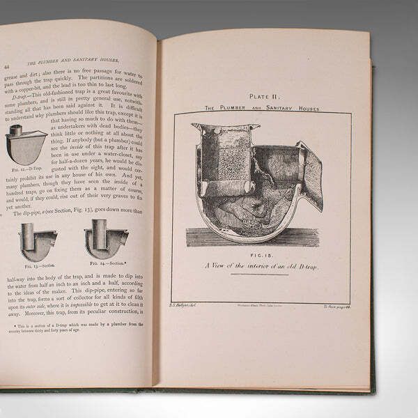 Antique Reference Book The Plumber And Sanitary Houses, English, Victorian, 1877 photo vinterior