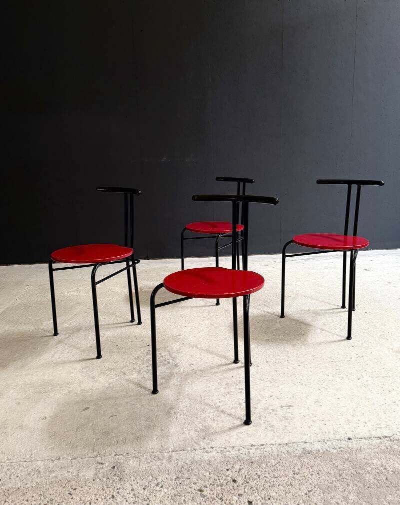 Postmodern Design Slanke Eetkamerstoelen, Italië Ca. Jaren 1980 photo 1100.0