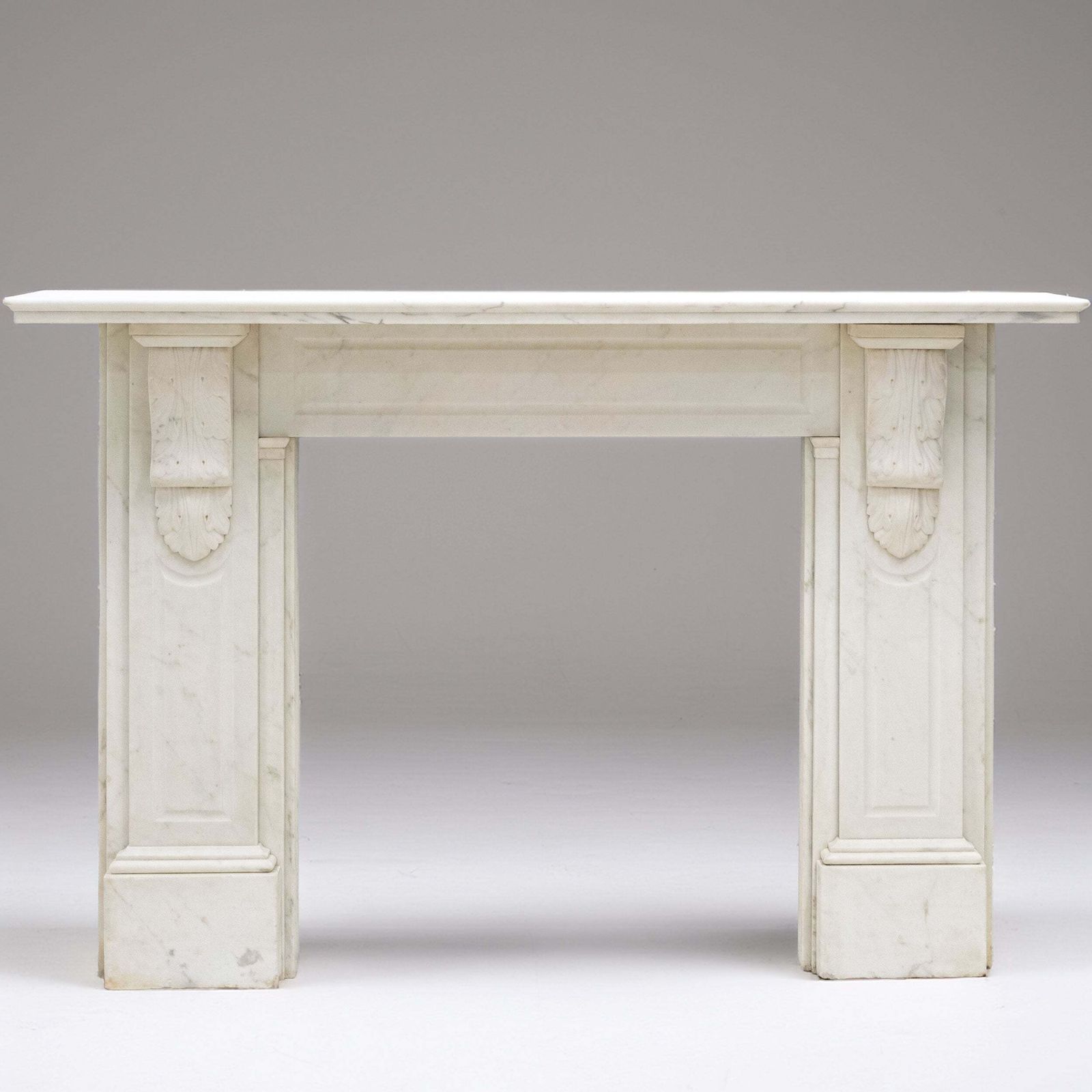 Antique Victorian Statuary Marble Carved Corbel Chimneypiece
