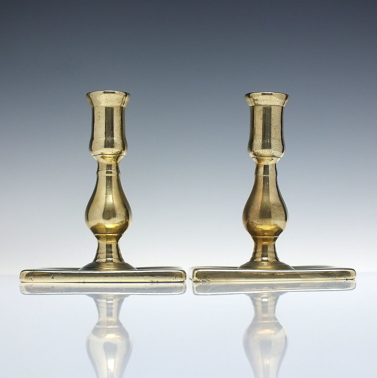 Pair Late 17th Century William III Brass Baluster Knop Candlesticks C1690