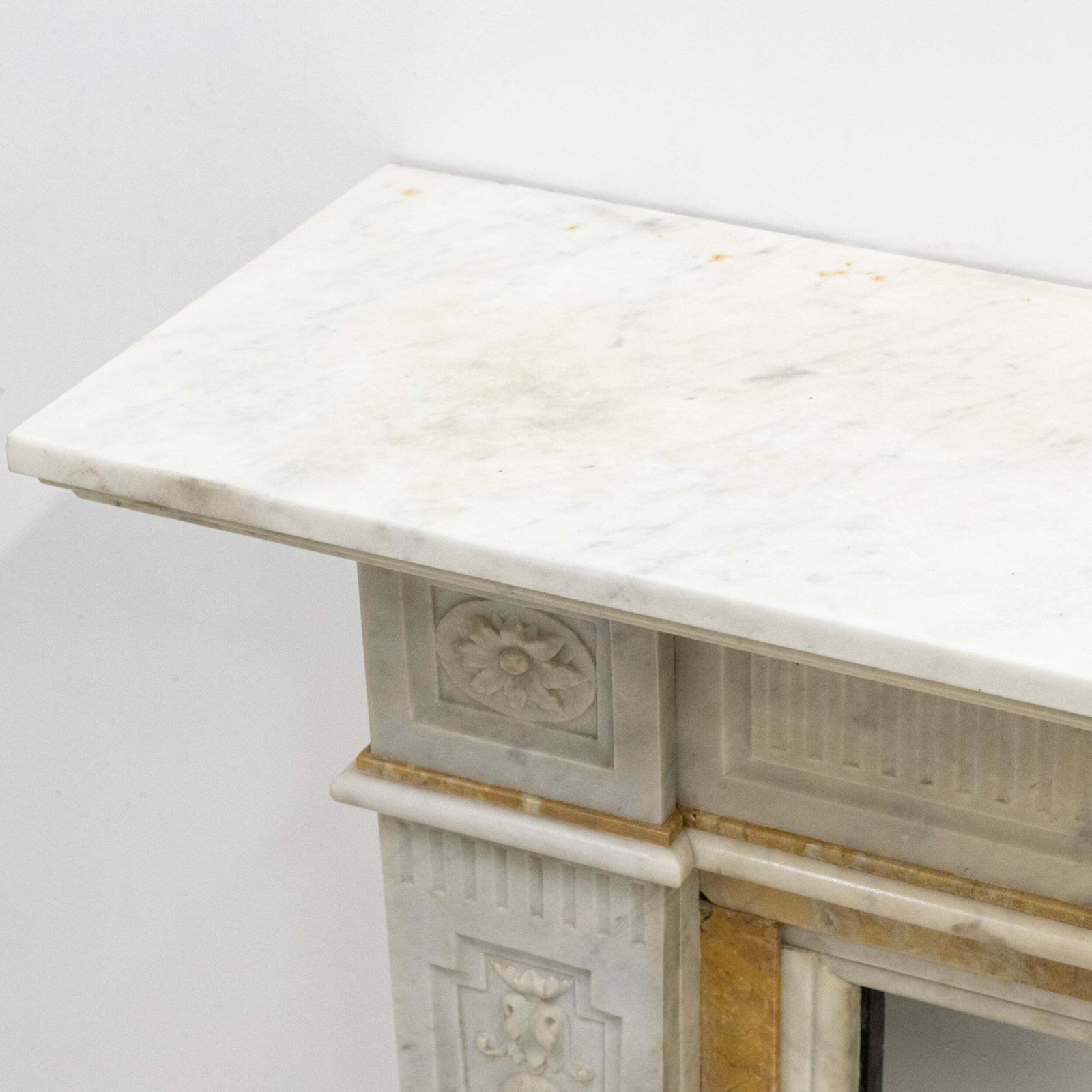 photo furniture Antique Victorian Carrara Siena Marble Fireplace Surround