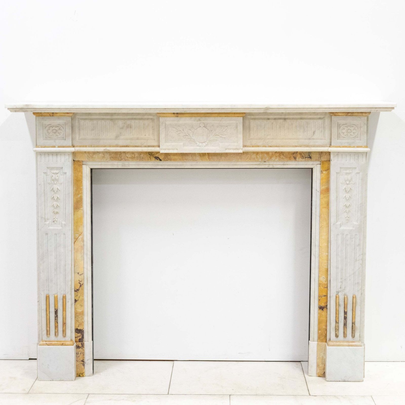 photo buy Antique Victorian Carrara Siena Marble Fireplace Surround