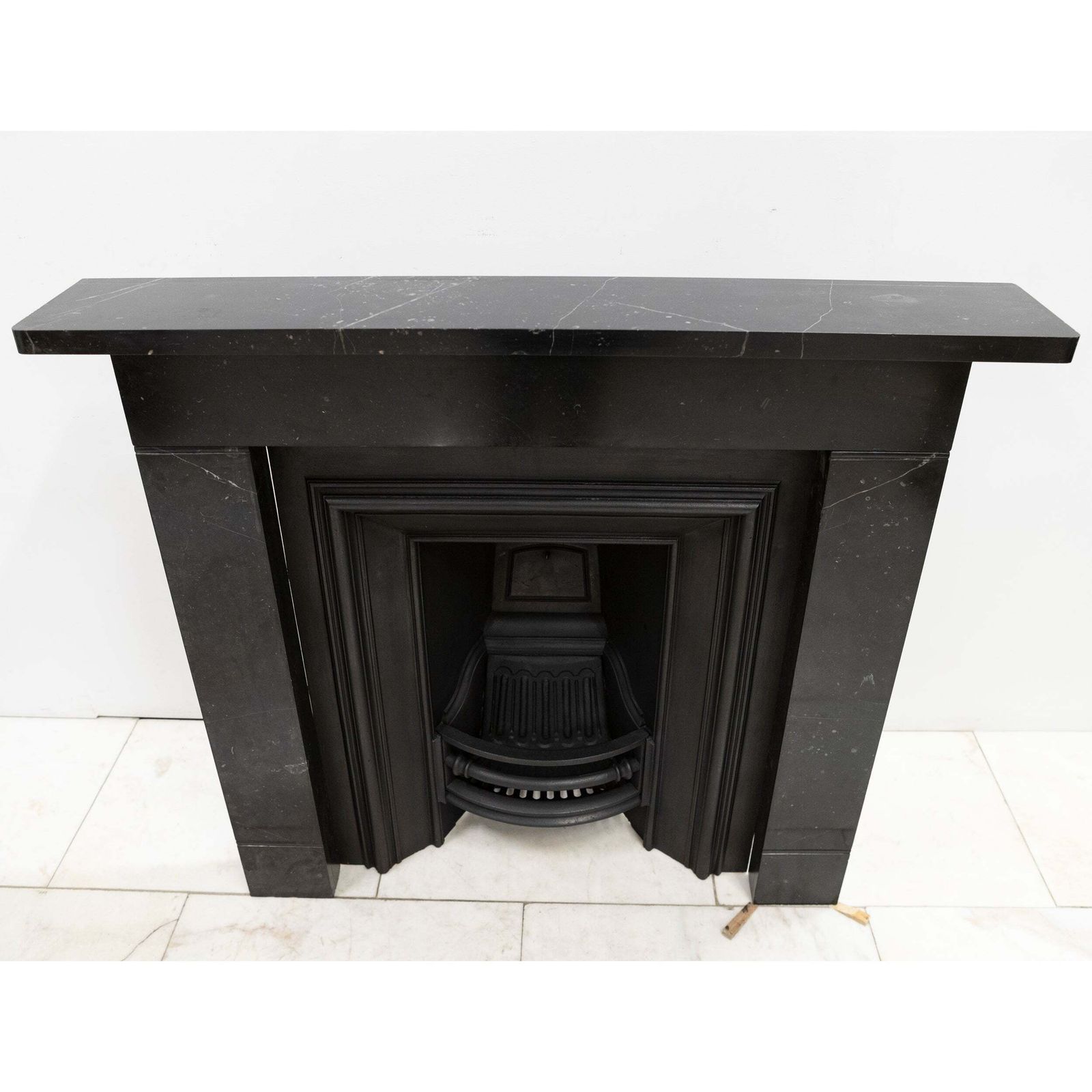 Antique Georgian Belgian Black Marble Fire Surround & Insert photo for sale