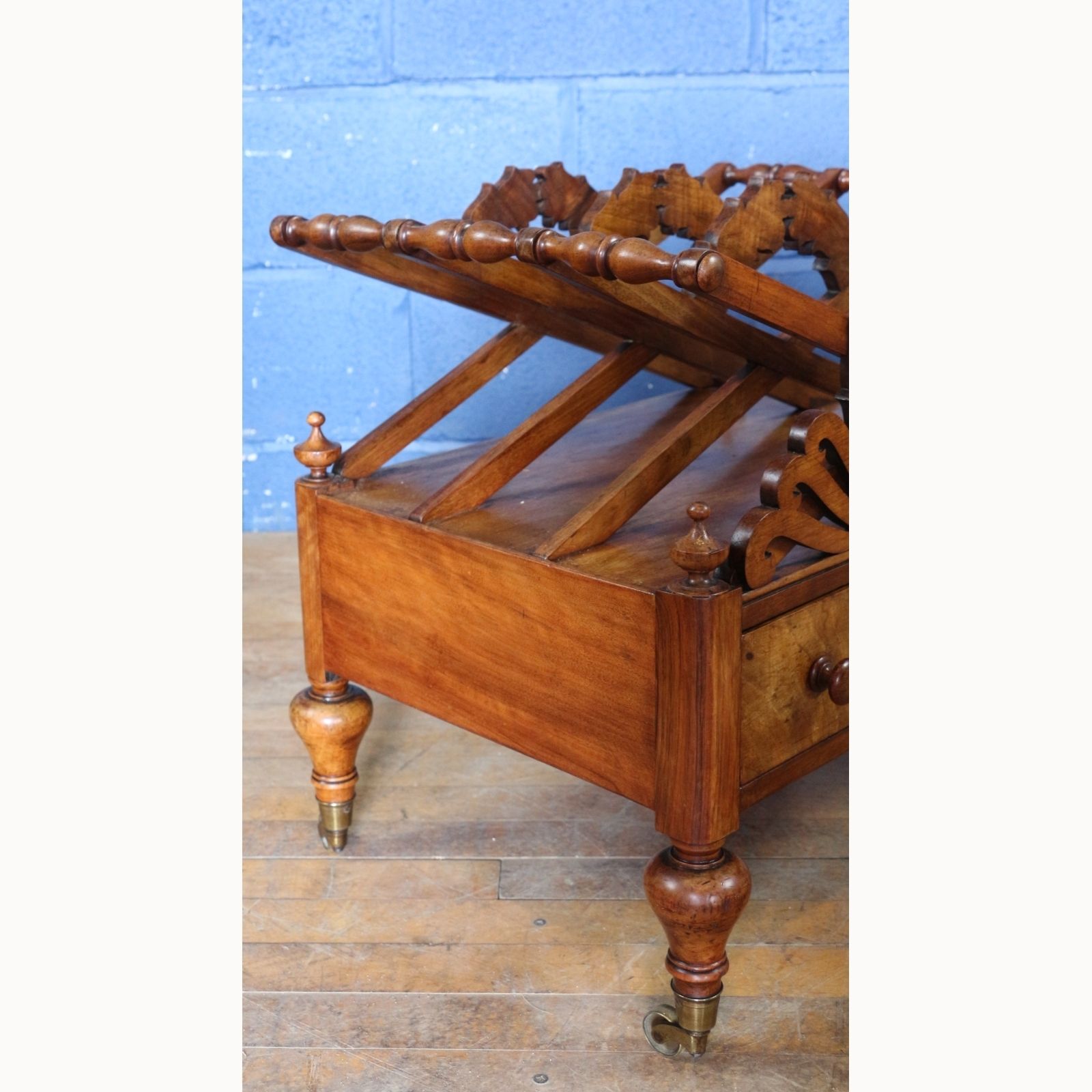 A Victorian Carved Walnut Single Drawer Canterbury Or Magazine Rack photo vinterior