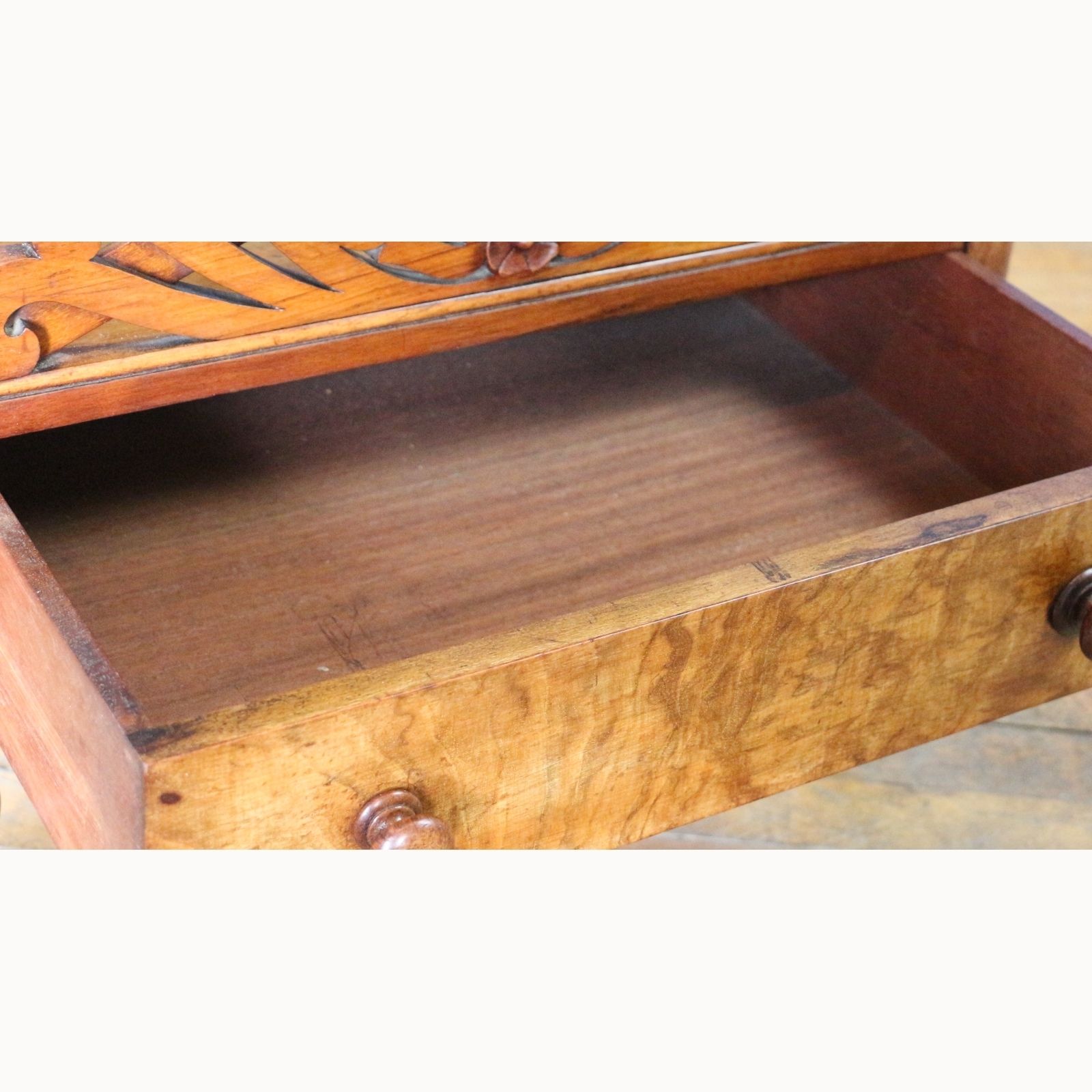 A Victorian Carved Walnut Single Drawer Canterbury Or Magazine Rack photo vintage