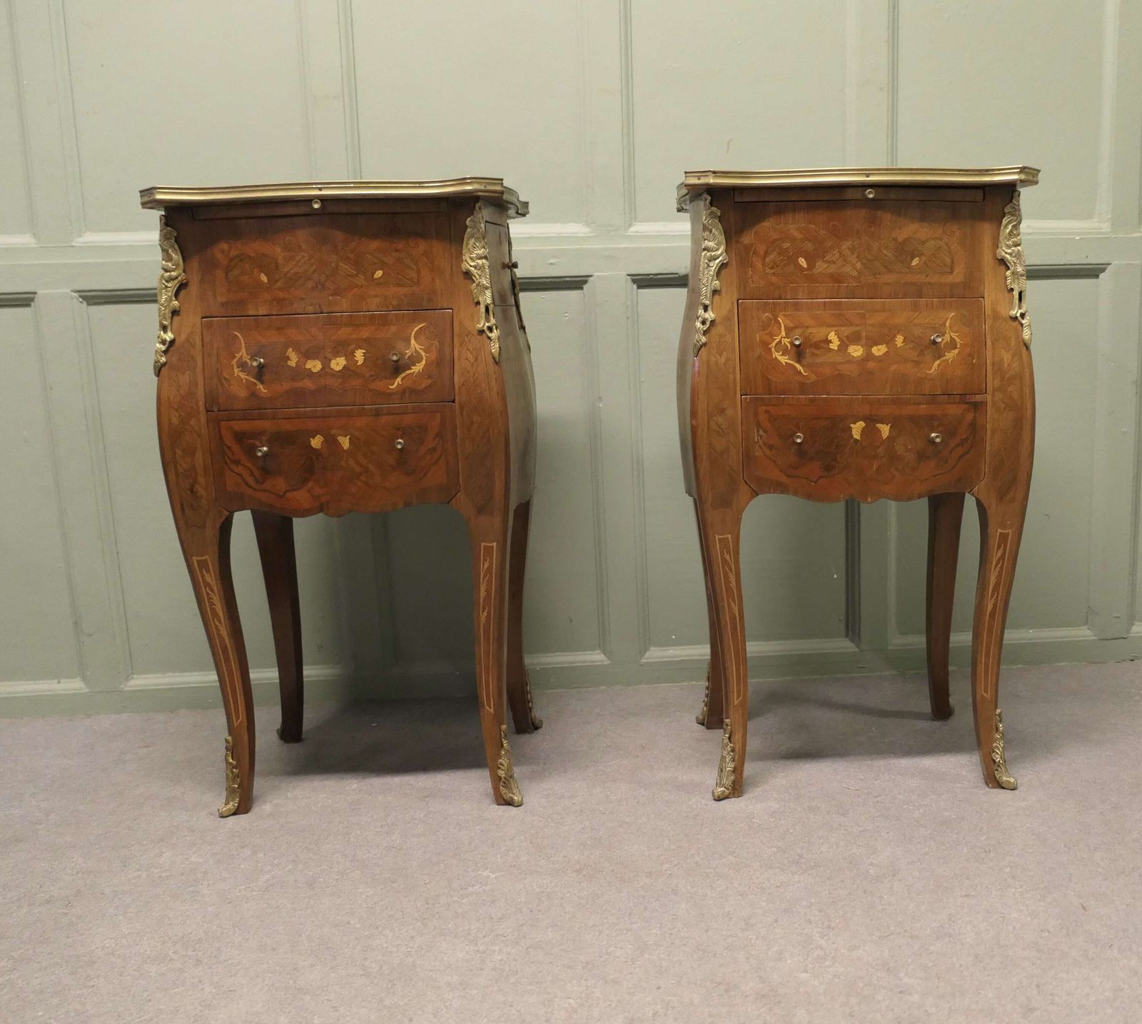Pair Of French Ormolu And Walnut Side Cabinets This Is A Very Beautiful Pair Of Cabinets