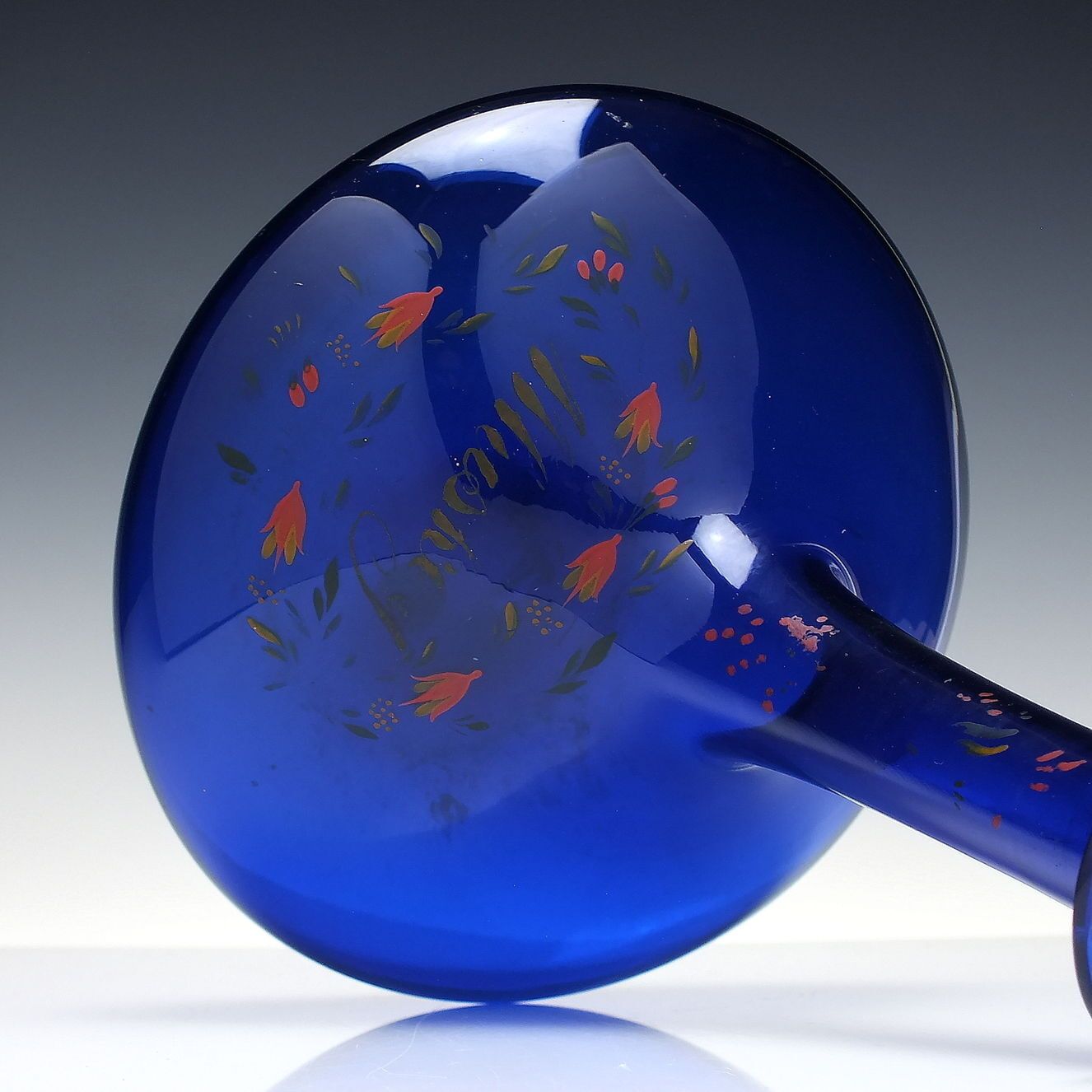 Rare Georgian Bristol Blue Irish Whiskey Hand Painted Glass Mell Decanter C1830 photo Home Decor