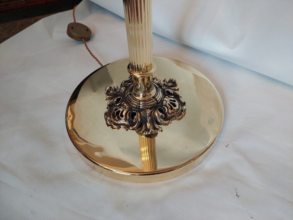 Pair Of 1920's Brass Standard Lamp Uplighters photo for sale
