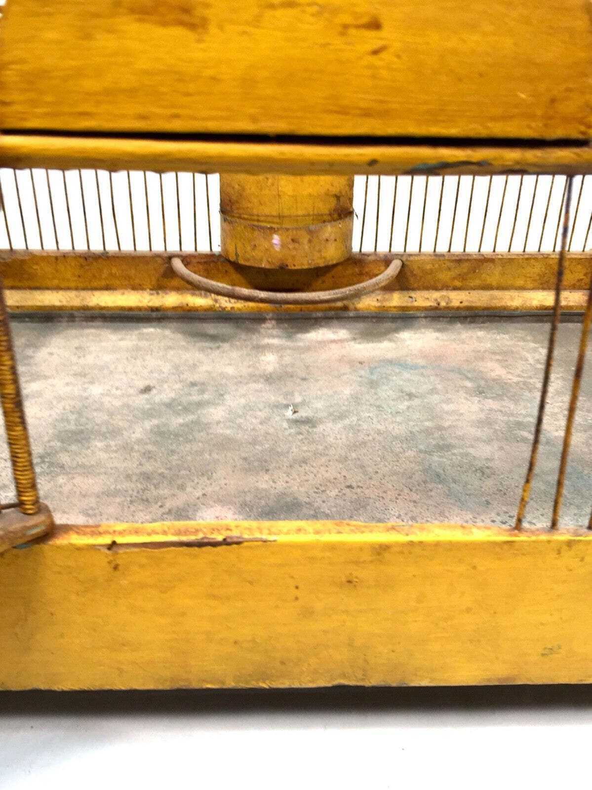 photo furniture Antique Early 20th Century Oriental Yellow Bird Cage / Birdcage House / Tabletop