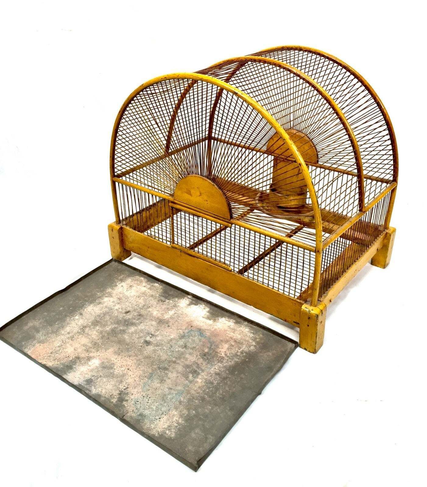 Home Decor Antique Early 20th Century Oriental Yellow Bird Cage / Birdcage House / Tabletop photo