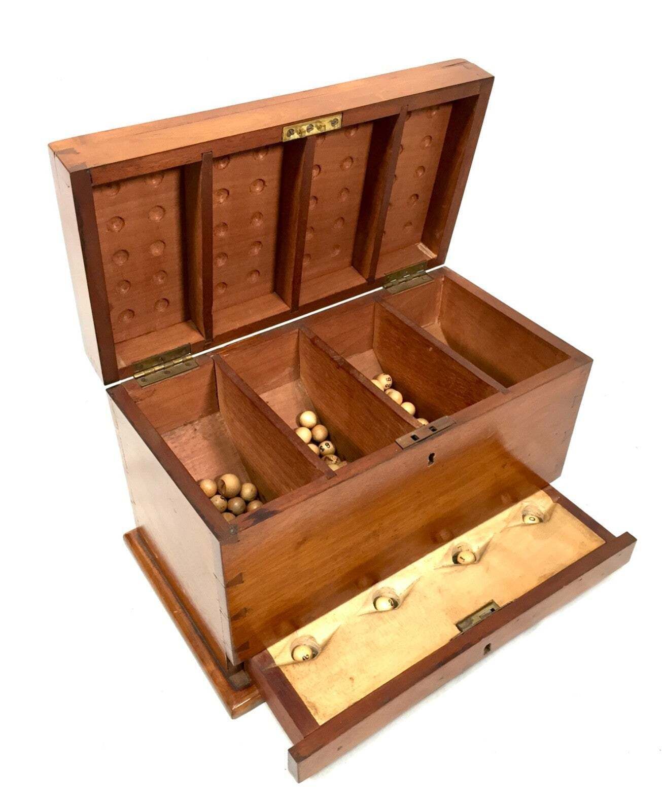 photo buy Antique Wooden Masonic Voting Ballard Storage Box With Key / Bingo Ball Game