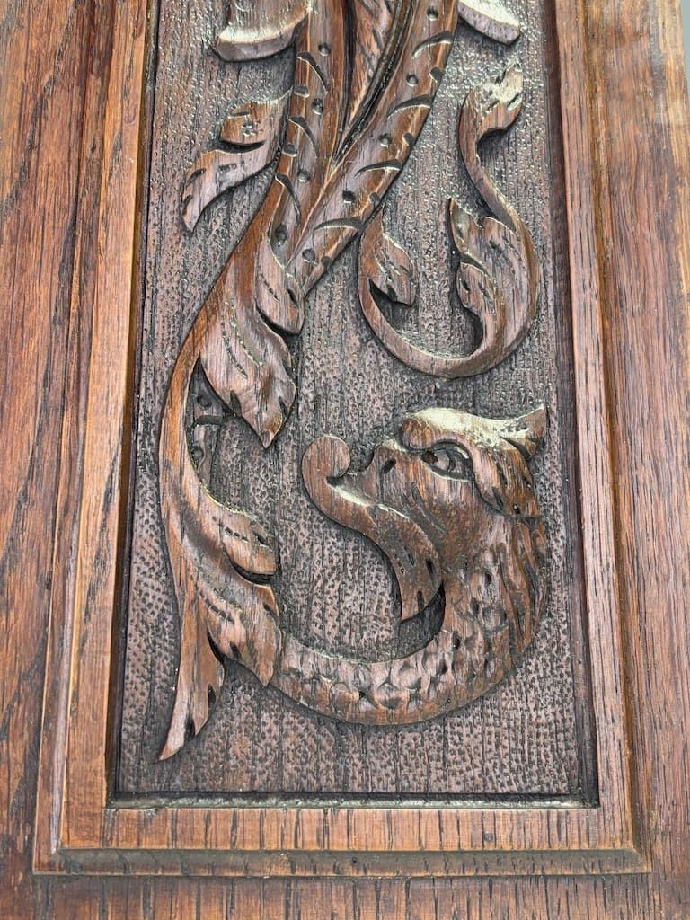 Pair Of 18th Century English Carved Oak Panels With Mystic Dolphins photo 295.0