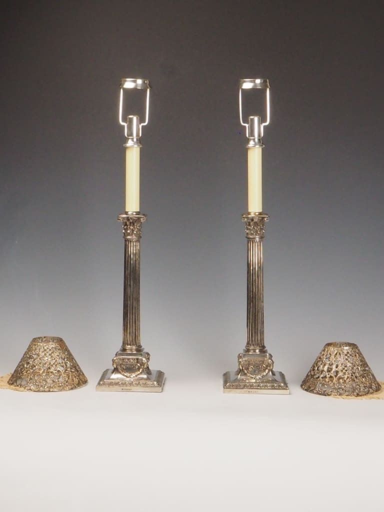 Antique Gorham & Martin Hall Silver Plated Candle Holders – Neoclassical Lamps (C.1875–1890) photo Lighting