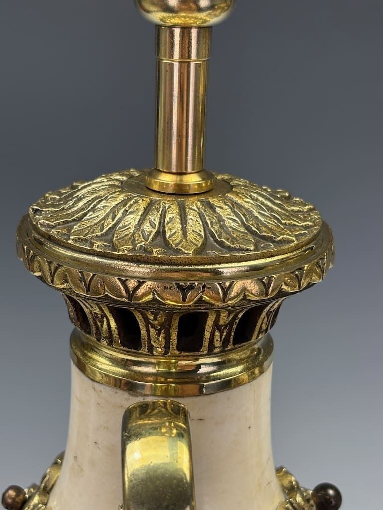 photo buy Superb Pair Of French Late 19th Century Marble & Ormolu Urns Converted To Lamps, Neoclassical