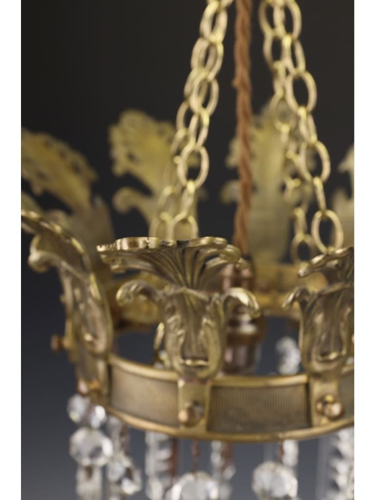 Lighting Exceptional Late 19th Century Grand Tour Style Crown Pendant Light With Cut Crystal Drops photo