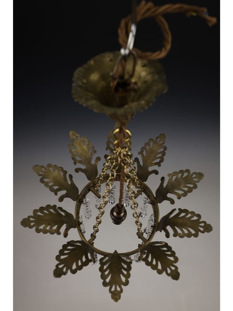photo vintage Exceptional Late 19th Century Grand Tour Style Crown Pendant Light With Cut Crystal Drops