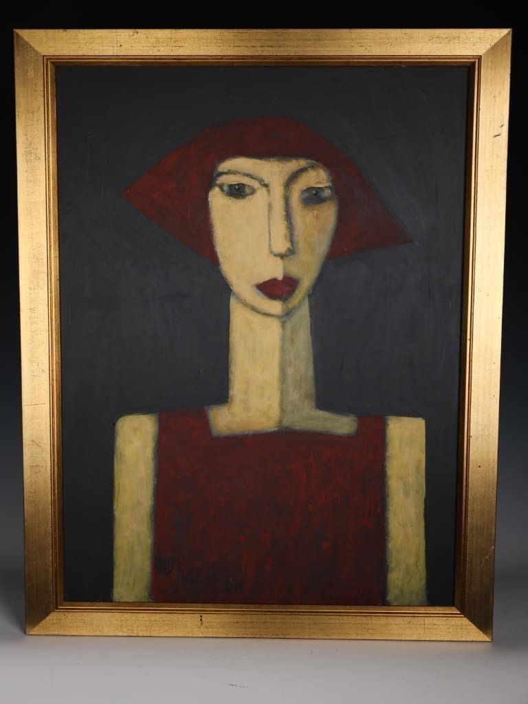 Art | Chloe — Masterful Modernist Portrait By Harry Charles Tim (Framed & Signed) photo Art
