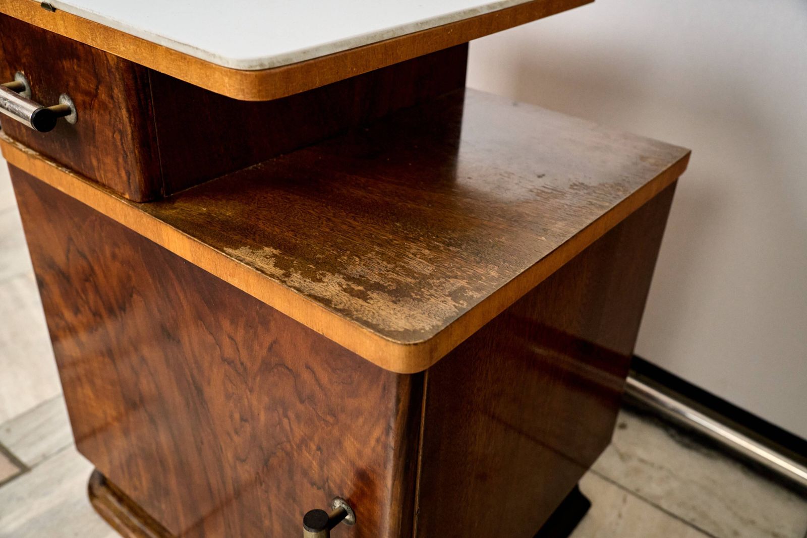 Furniture Set Of Two Art Déco Nightstands, By Jindřich Halabala, 1940s Czechoslovakia photo