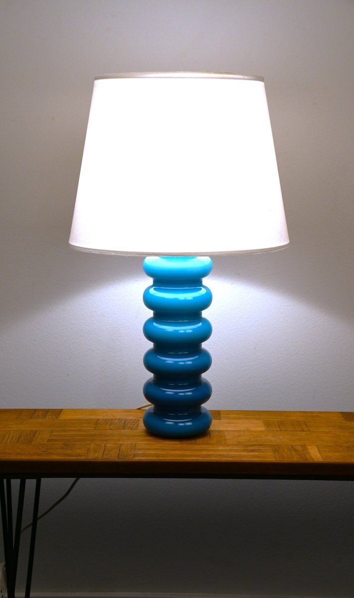 Swedish Art Glass Table Lamp By P O Ström For Alsterfors, 1960s photo Lighting
