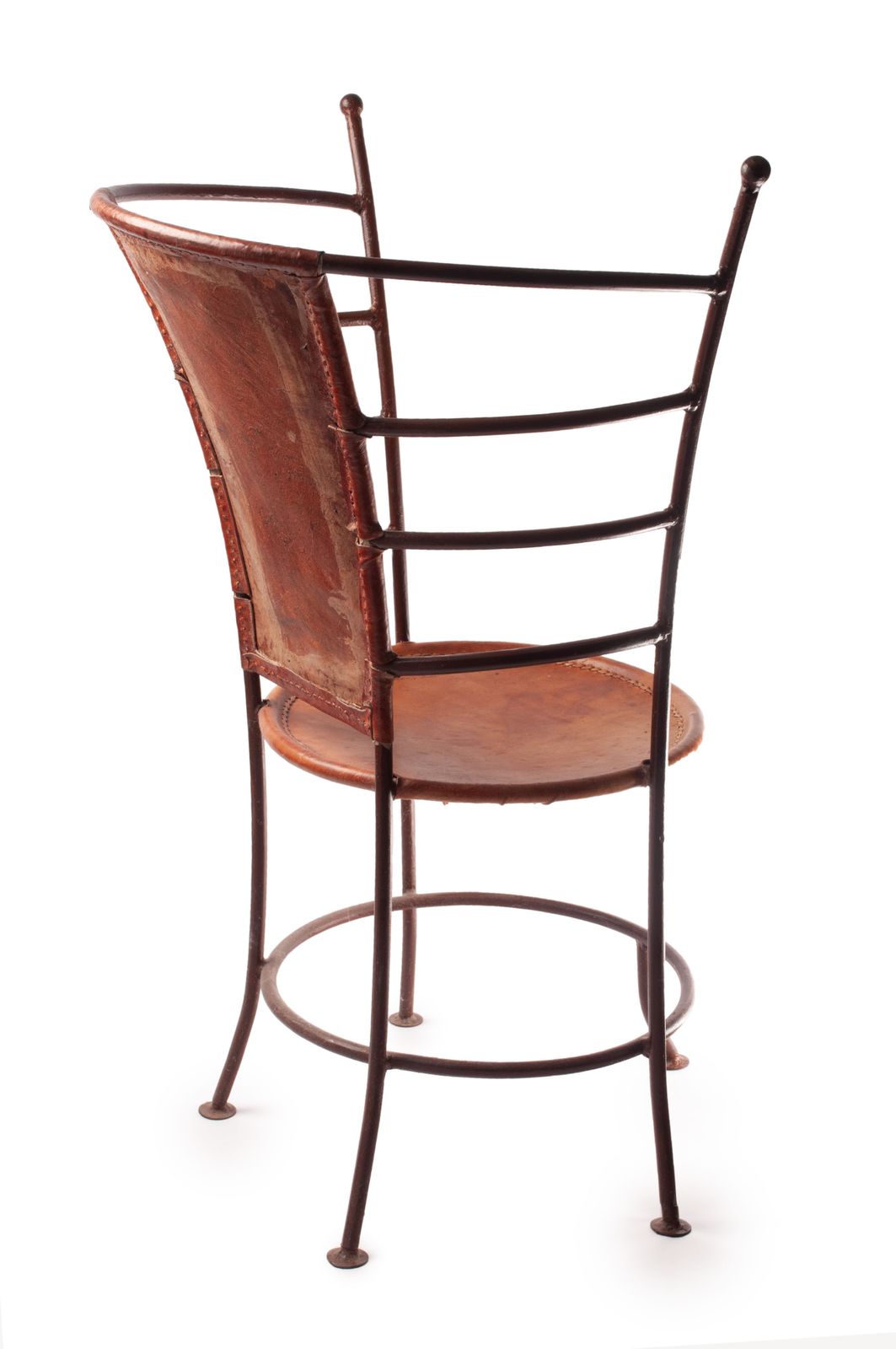 A Pair Of Mid Century Spanish Wrought Iron And Leather Chairs photo furniture