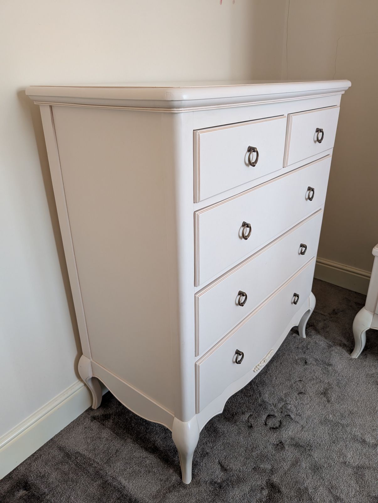 John Lewis French Style 5 Drawer Chest – Cream photo for sale