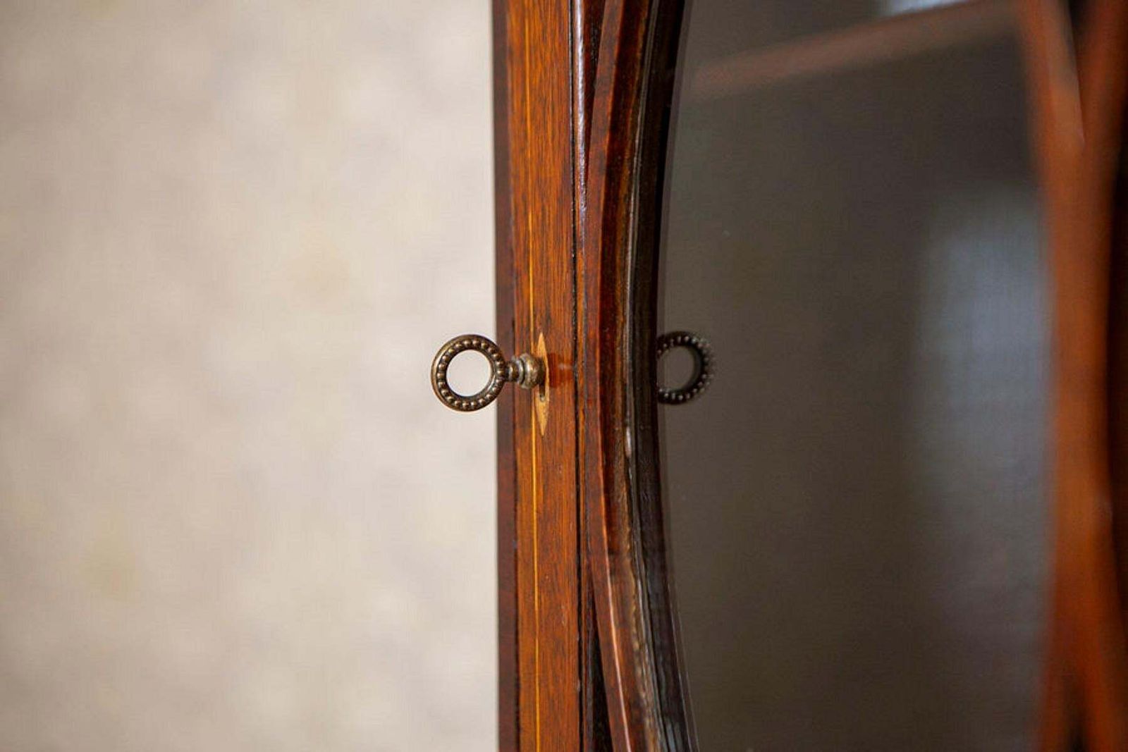 photo for sale Late 19th Century English Corner Display Cabinet In Brown