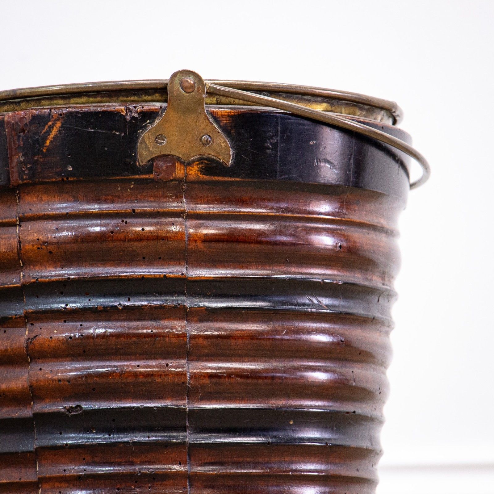 19th Century Peat Bucket With Brass Half Liner photo for sale