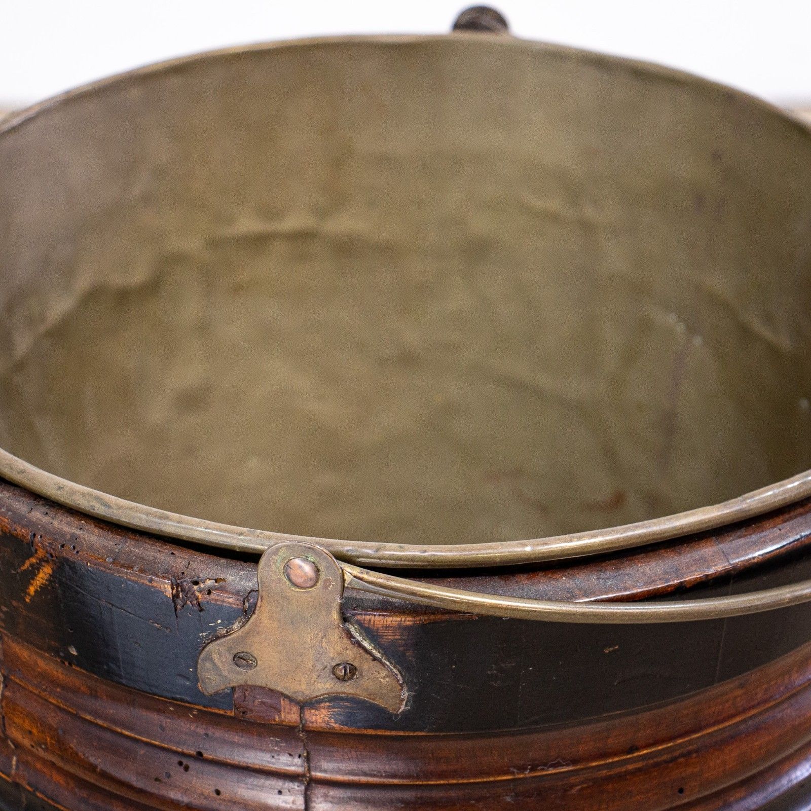 19th Century Peat Bucket With Brass Half Liner photo vinterior