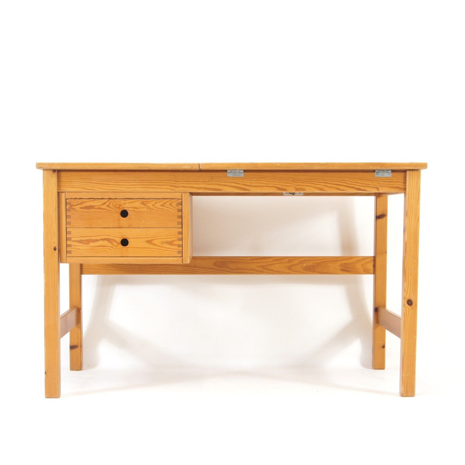 Retro Vintage Danish Pine Single Pedestal Writing Office Desk Mid Century 1980s
