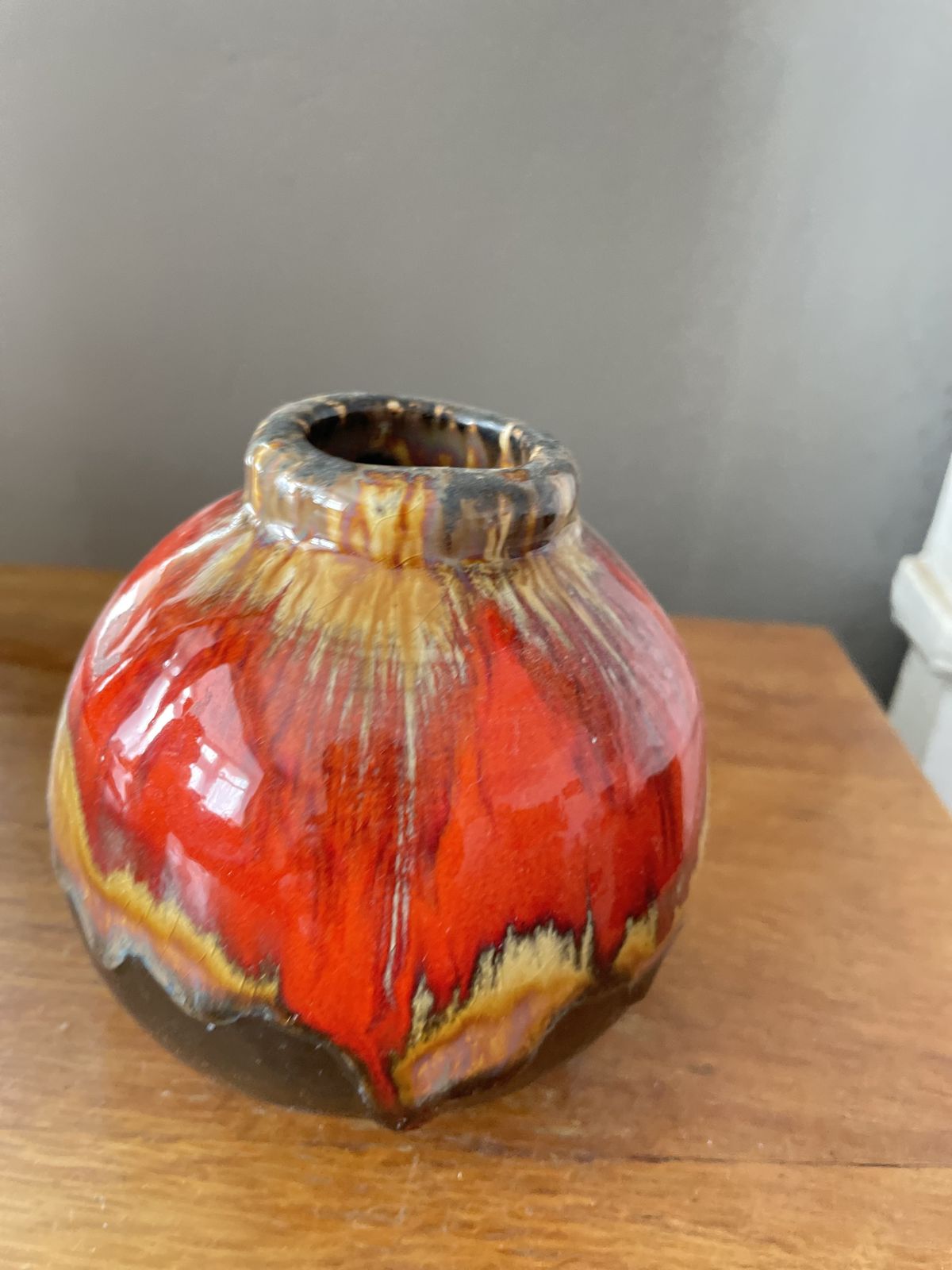 photo furniture Mid Century West German Lava Glaze Vase – Red Fat Lava Pottery