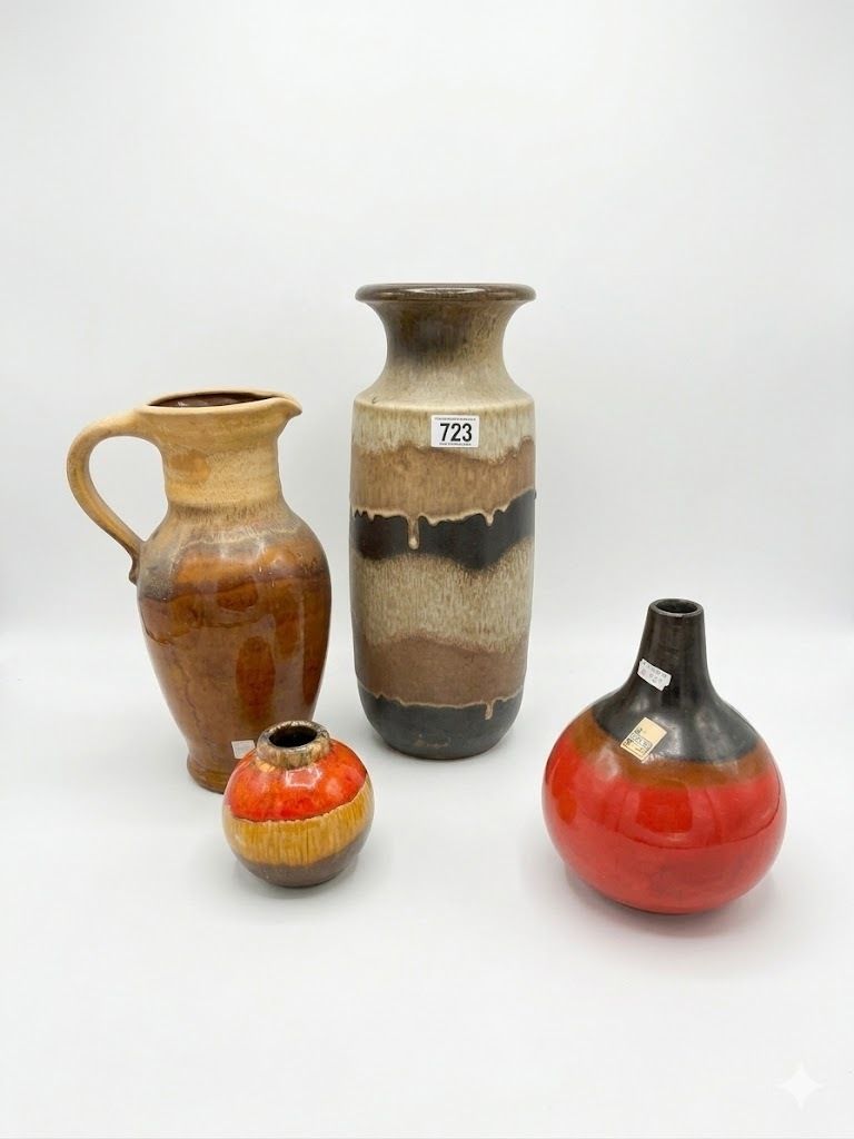 Home Decor Mid Century West German Lava Glaze Vase – Red Fat Lava Pottery photo