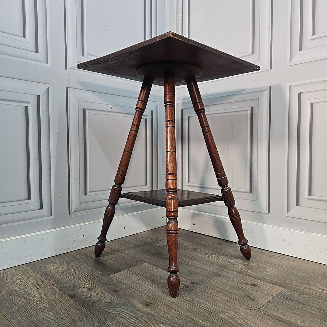Antique Occasional Side Table Wooden Oak Square Lamp End Hall Arts & Crafts photo furniture