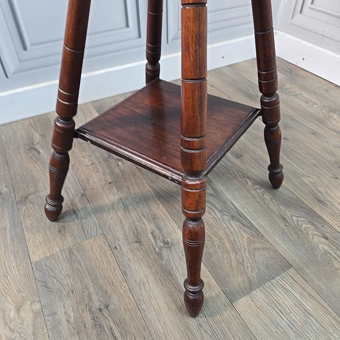 Antique Occasional Side Table Wooden Oak Square Lamp End Hall Arts & Crafts photo vintage