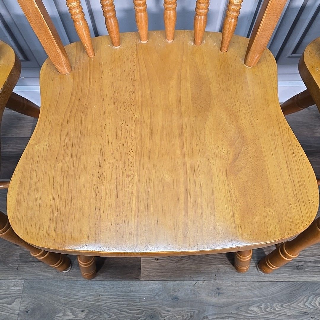 Vintage Windsor Dining Chairs Set Of 4 Solid Wooden Hoop Back Seats Retro photo buy