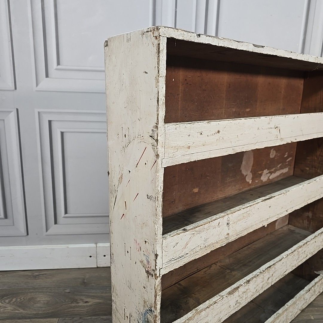 Vintage Industrial Wooden Shelf Workshop Storage Rack Shelving Rustic Worn photo vinterior