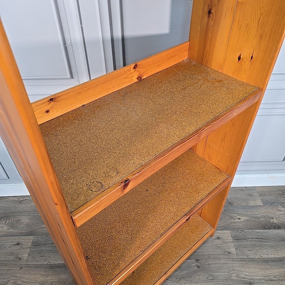 Vintage Pine Bookcase Shelving Unit Kitchen Storage Shelf Rack Retro Wooden photo 140.0