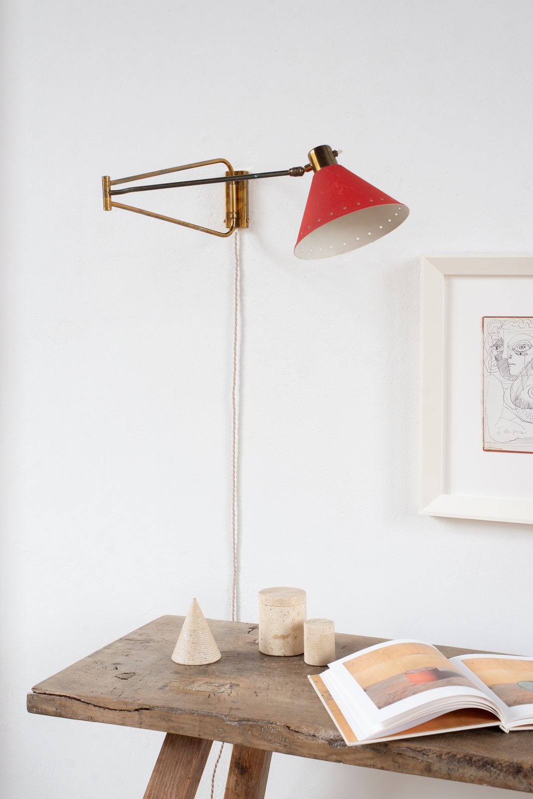 Brass And Metal Wall Light By Maison Lunel, France C1950