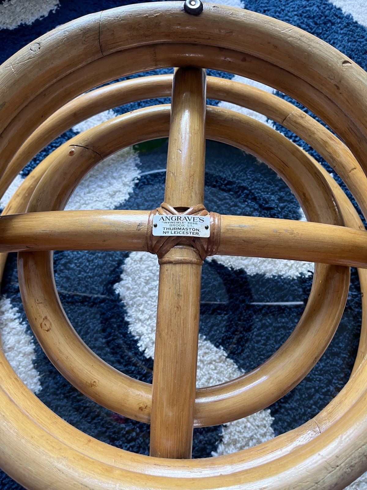 Furniture 1960s Angraves Bamboo & Glass Coffee Table – Round Boho Mid Century photo