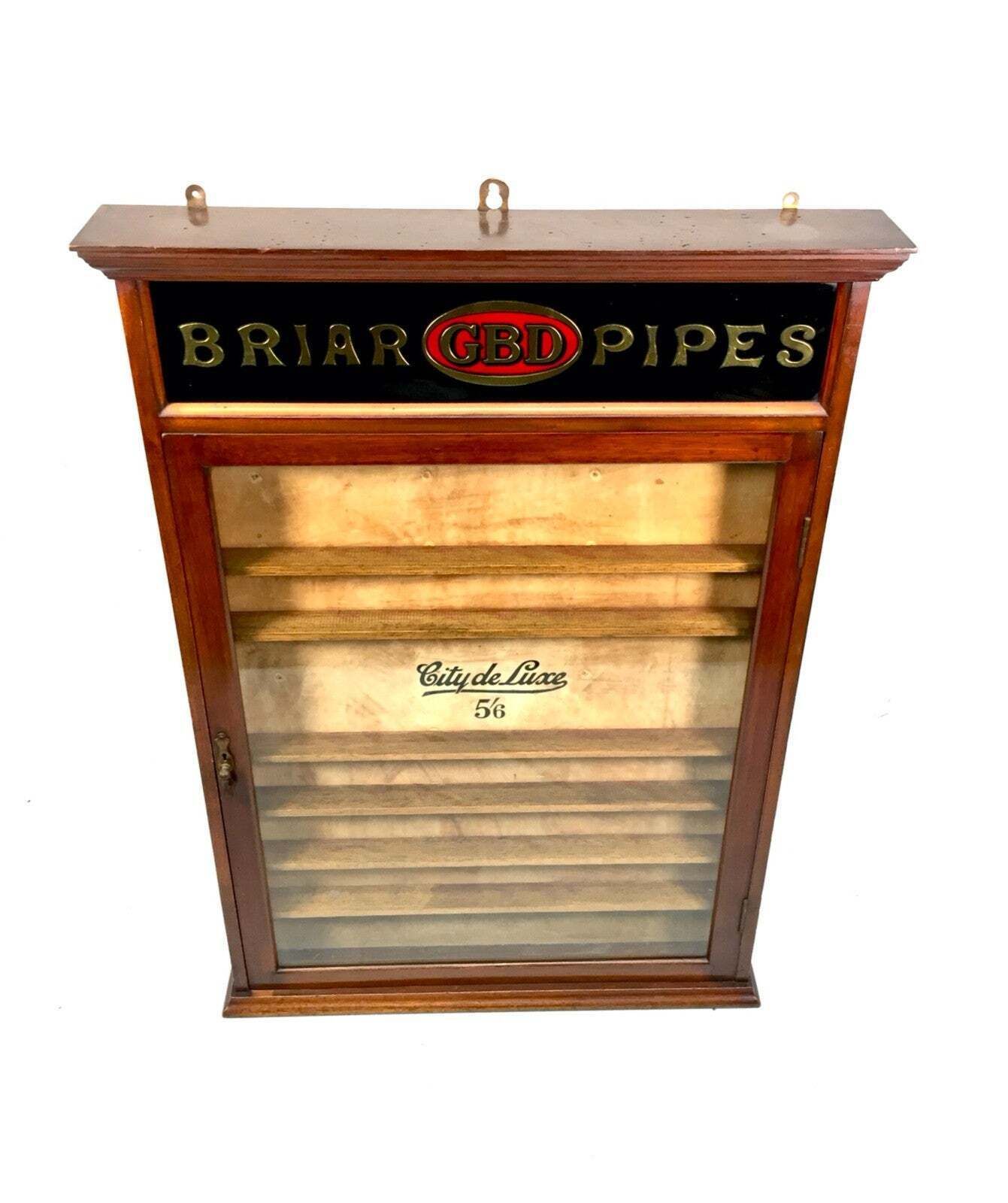 Wooden & Glass Fronted Display Cabinet For Briar Gbd Pipes photo vinterior