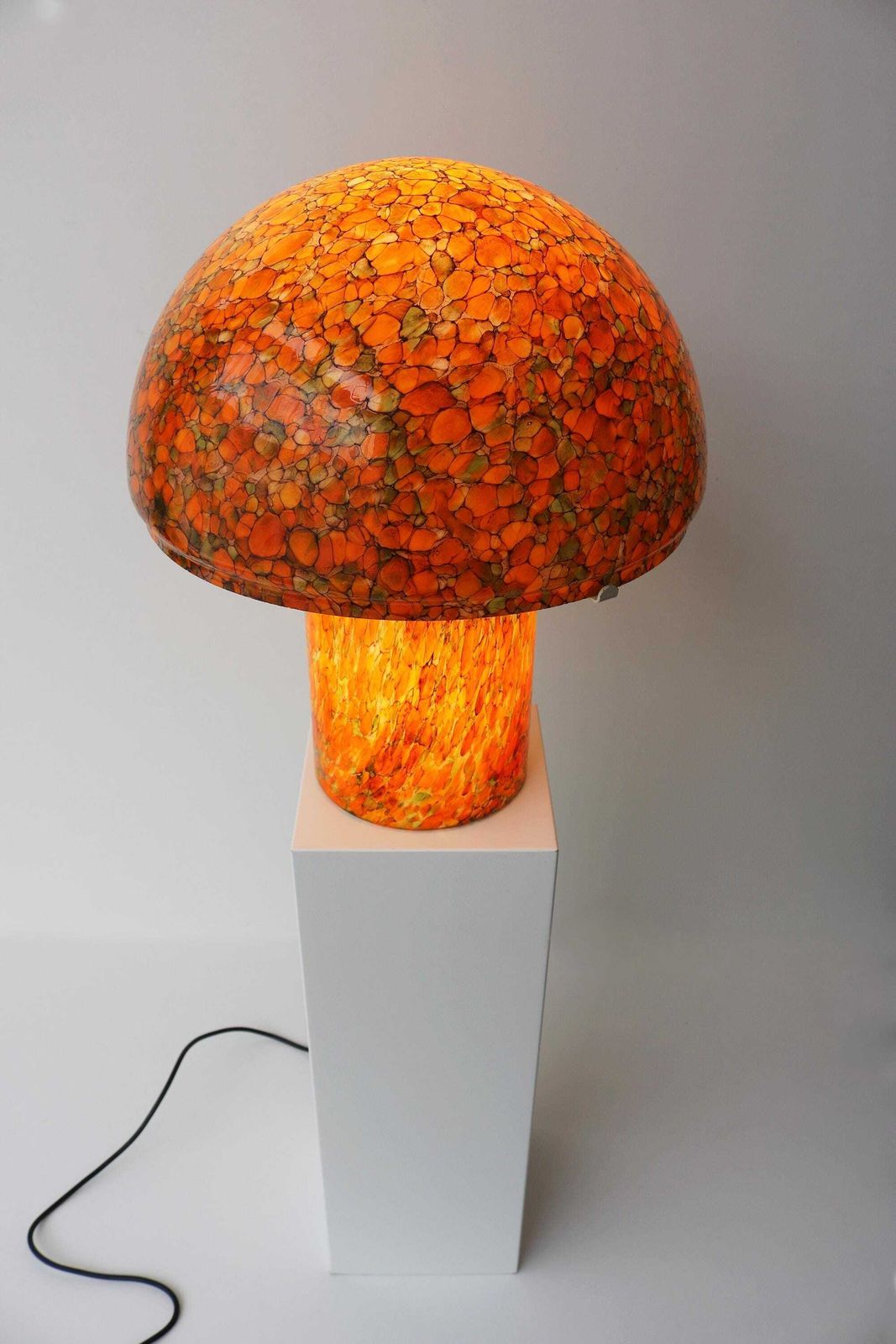 Vintage Peill & Putzler Mushroom Lamp 1970s Large Orange Art Glass Table Lamp Mid Century Modern Germany photo 2621.0