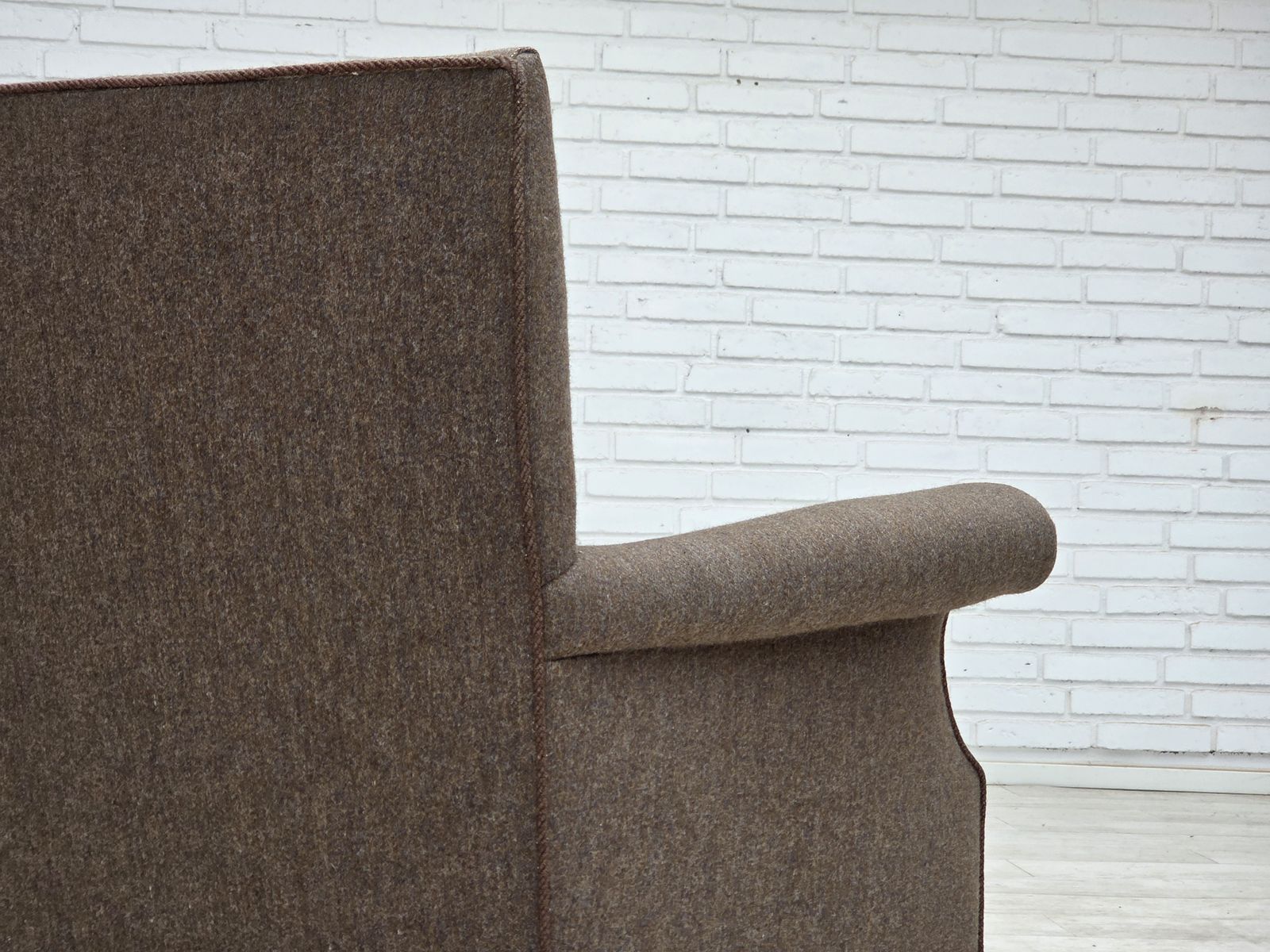 photo buy 1960s, Danish Armchair, Furniture Wool, Ash Wood Legs.
