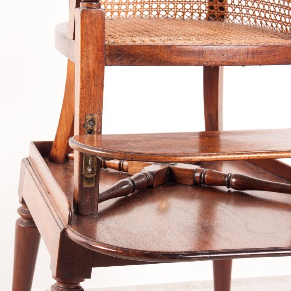 480.0 19thc Child's Caned Mahogany Tub Highchair photo