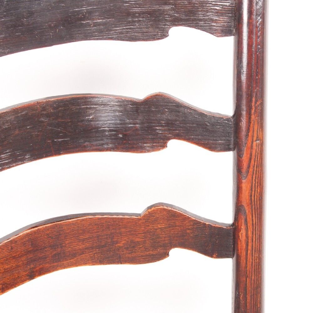 photo buy Set Of 8 (6+2) 19thc Farmhouse Rush Seated Ladderback Chairs