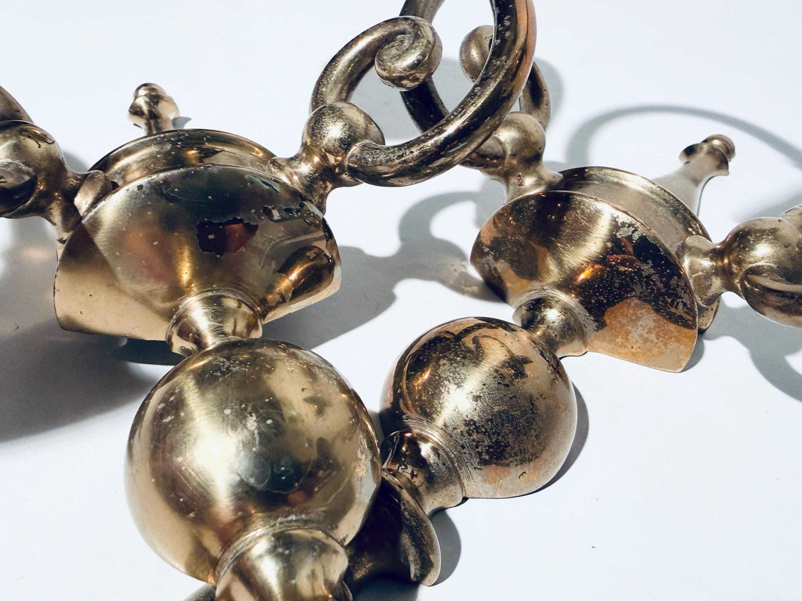 photo for sale Two Brass Wall Chandeliers Piano Candle Holder / Victorian Hollywood Regency Decor