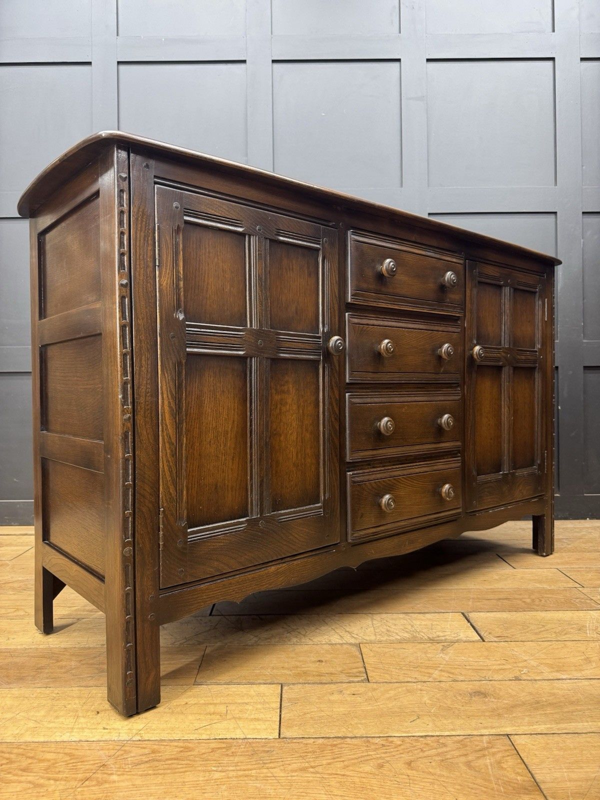 Vintage Ercol Elm Sideboard With Cupboard & Drawers Tv Stand / Mid Century photo for sale