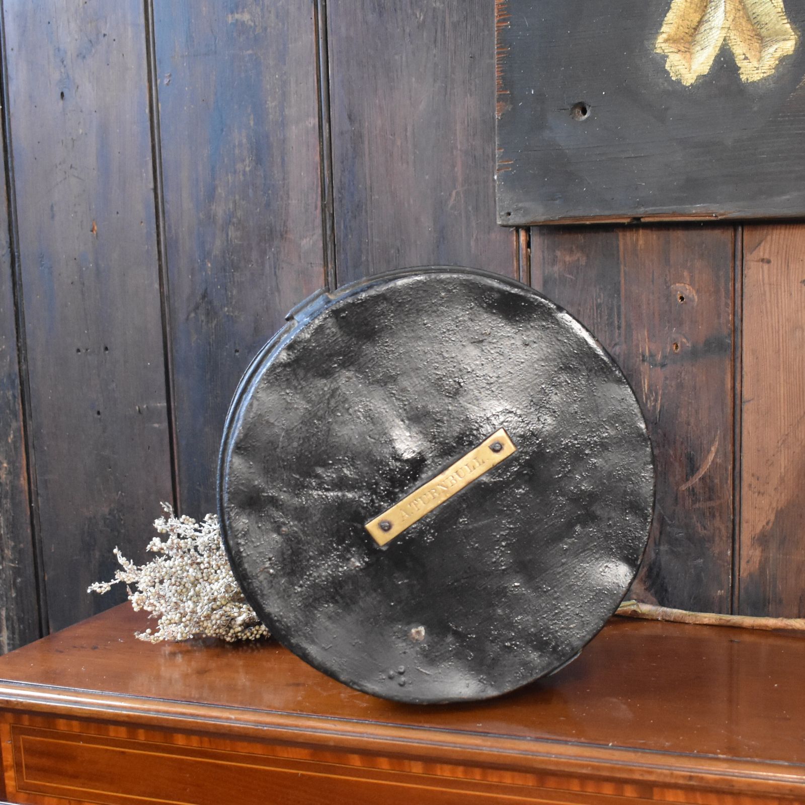 Antique 1912 A Turnbull Military Army Bulpit & Son Japanned Metal Travel Hat Tin photo furniture