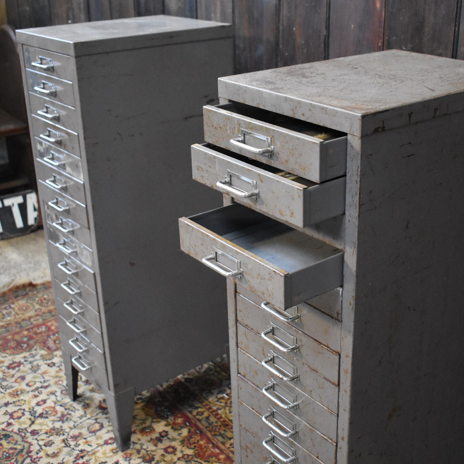 Vintage Stor All Steel Industrial Metal Filing Cabinet Bank Of Drawers photo 295.0