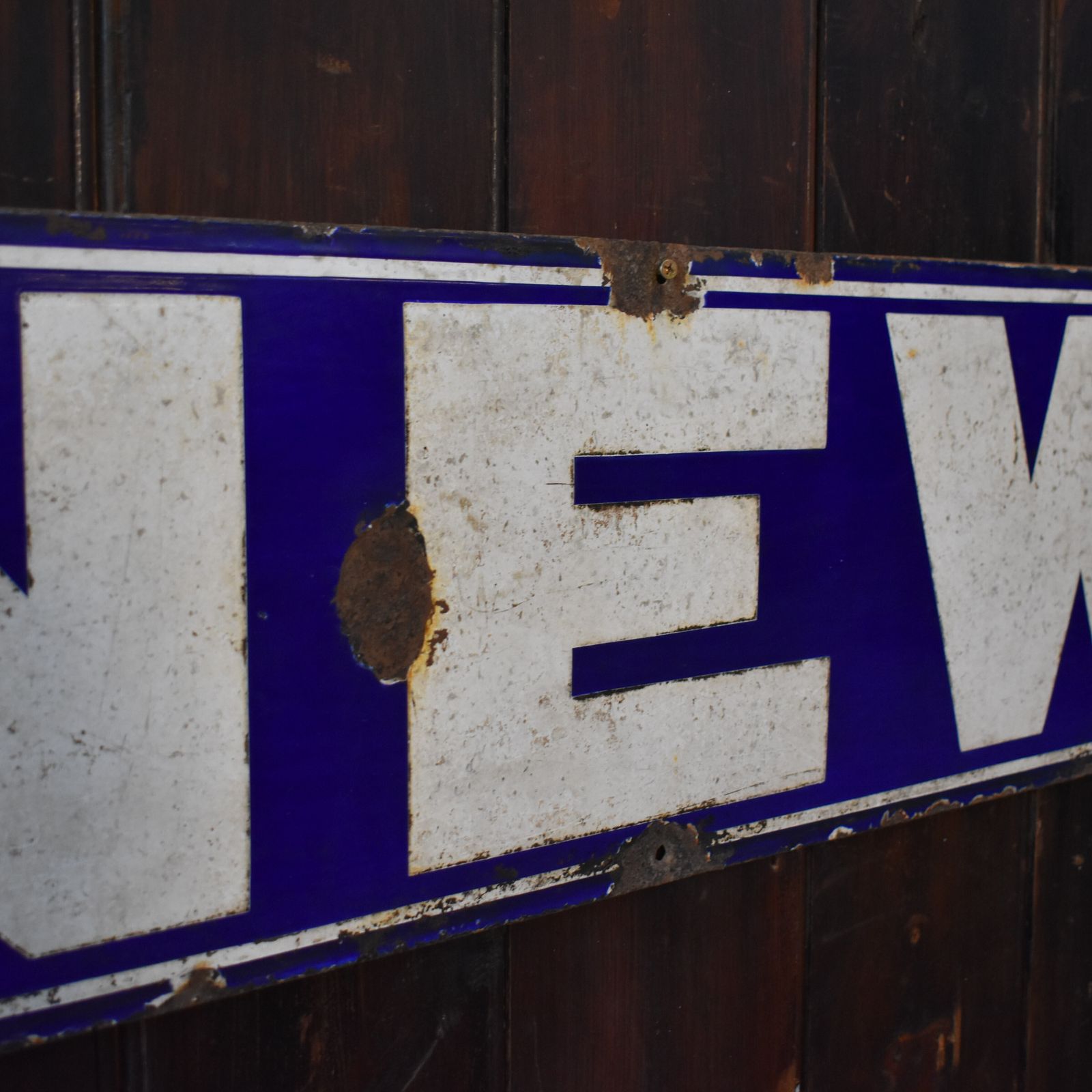 Antique 1930s Salvaged 'Read The News' Newspaper Shop Advertising Enamel Sign photo buy